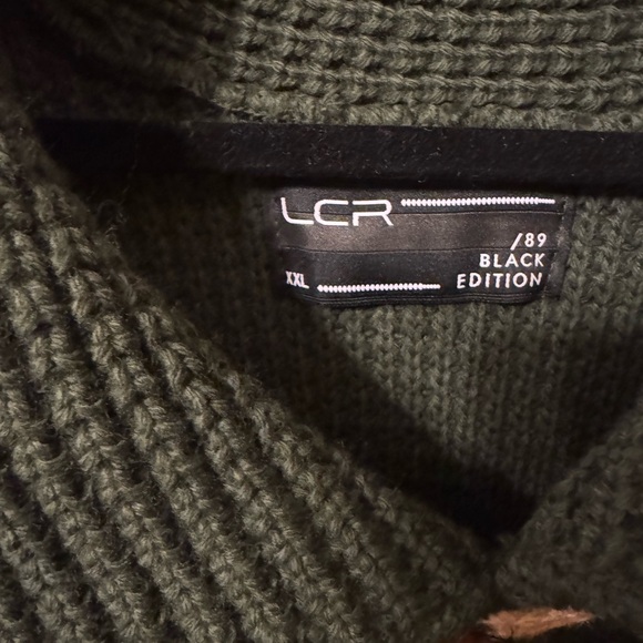 LCR 89BLACK EDITION 3 BUTTON TOGGLE PULLOVER MENS SWEATER CARDIGAN GREEN SZ XXL - Picture 3 of 5